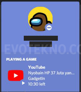 Youtube game activity di discord
