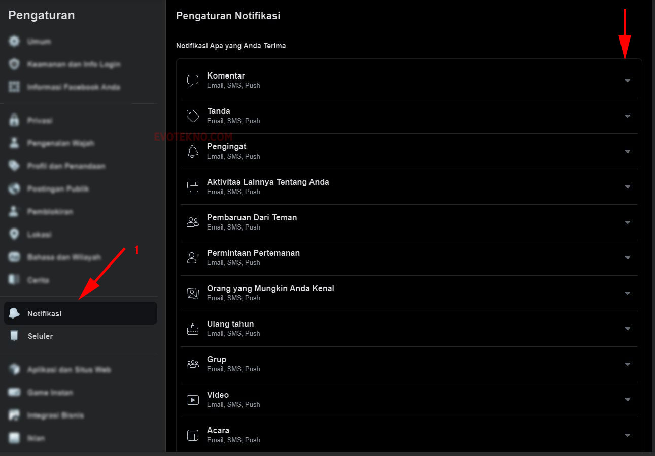 Cara Mematikan Notifikasi Yang Sering Muncul di Facebook - EvoTekno