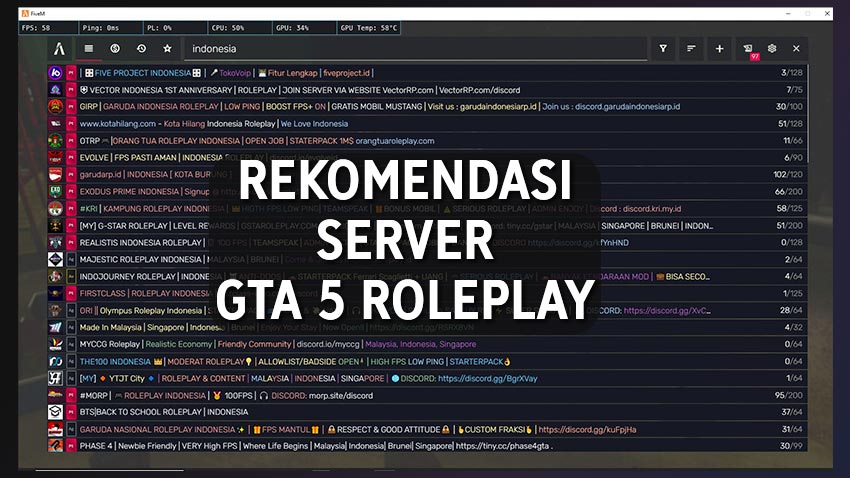 Rekomendasi Server GTA 5 Roleplay di Indonesia, Beserta Tips Memilihnya! (FiveM)