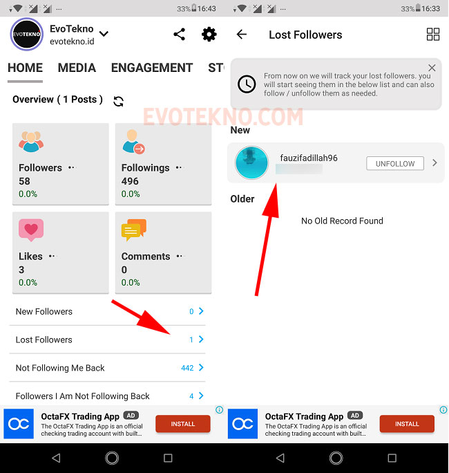 Insight Follower Analyzer Instagram - Lost Follower
