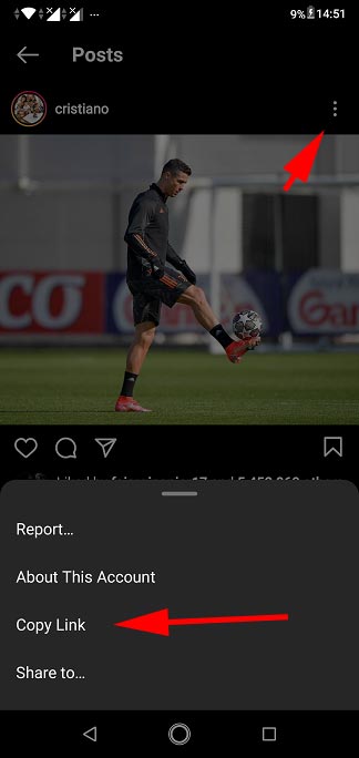 Copy Link Postingan Instagram