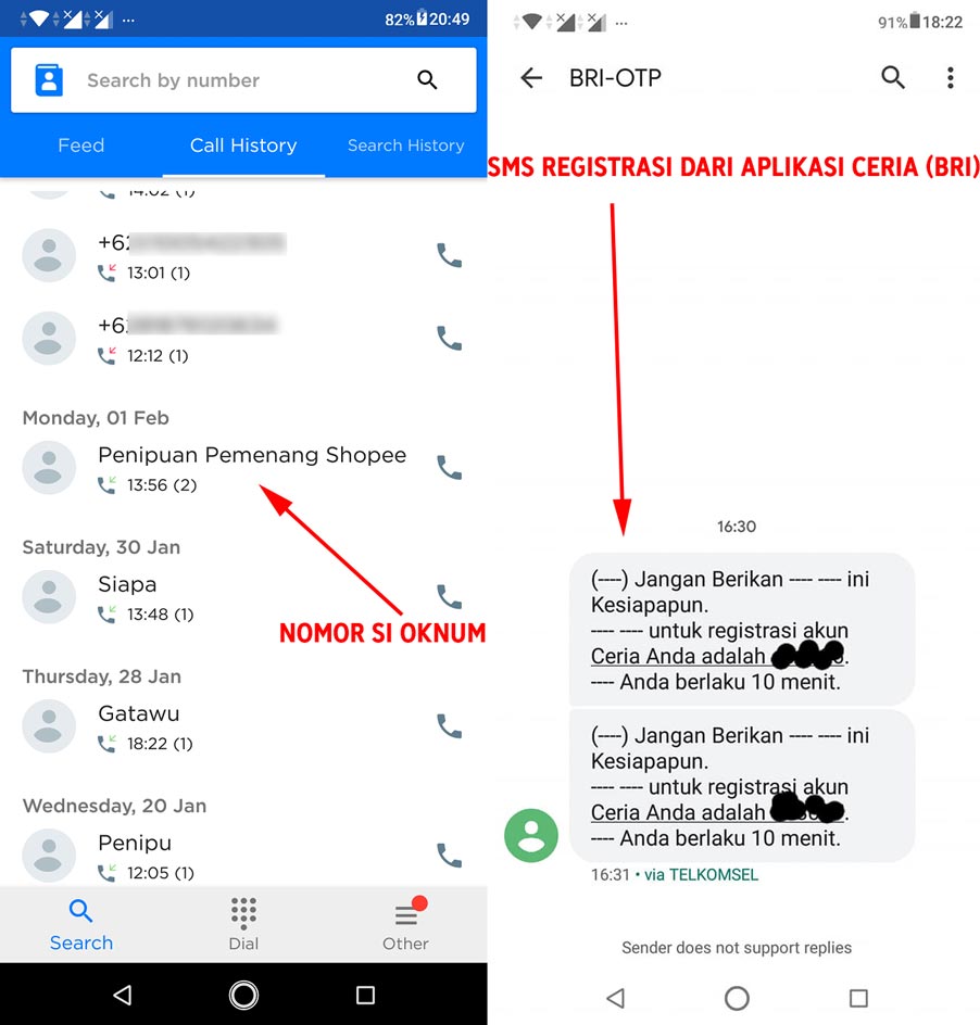 Getcontact - Oknum Percobaan Penipuan BRI