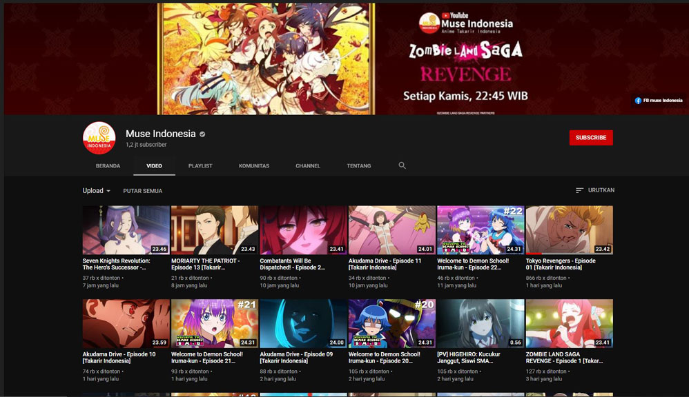 Halaman YouTube Muse Indonesia