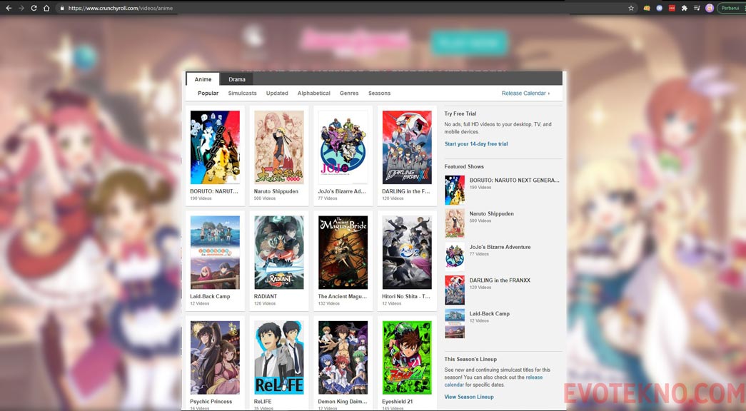 Halaman show di crunchyroll