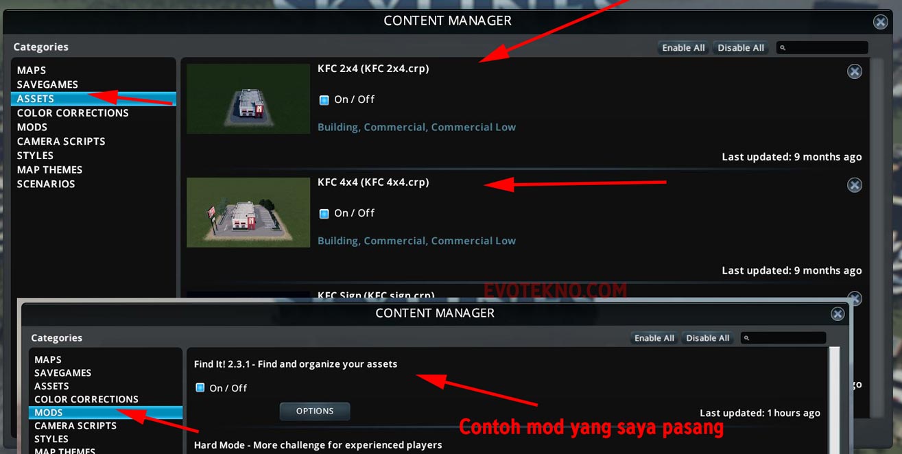 Ekstrak file asset KFC, di folder Assets