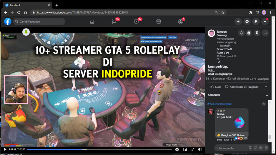 Tampan Gaming Live Streaming GTA 5 Roleplay di IndoPride