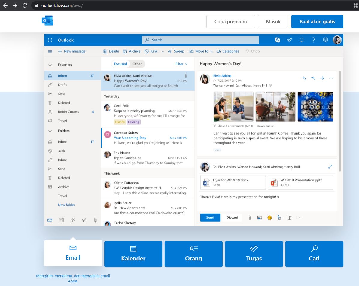 Halaman Outlook Live - Evotekno