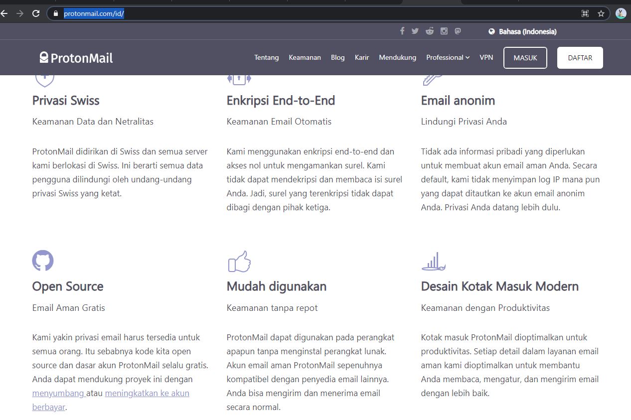 Halaman ProtonMail - EvoTekno