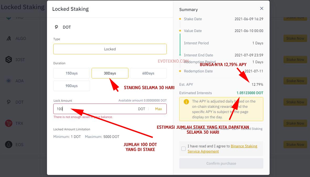 Staking DOT di Binance 30 Hari