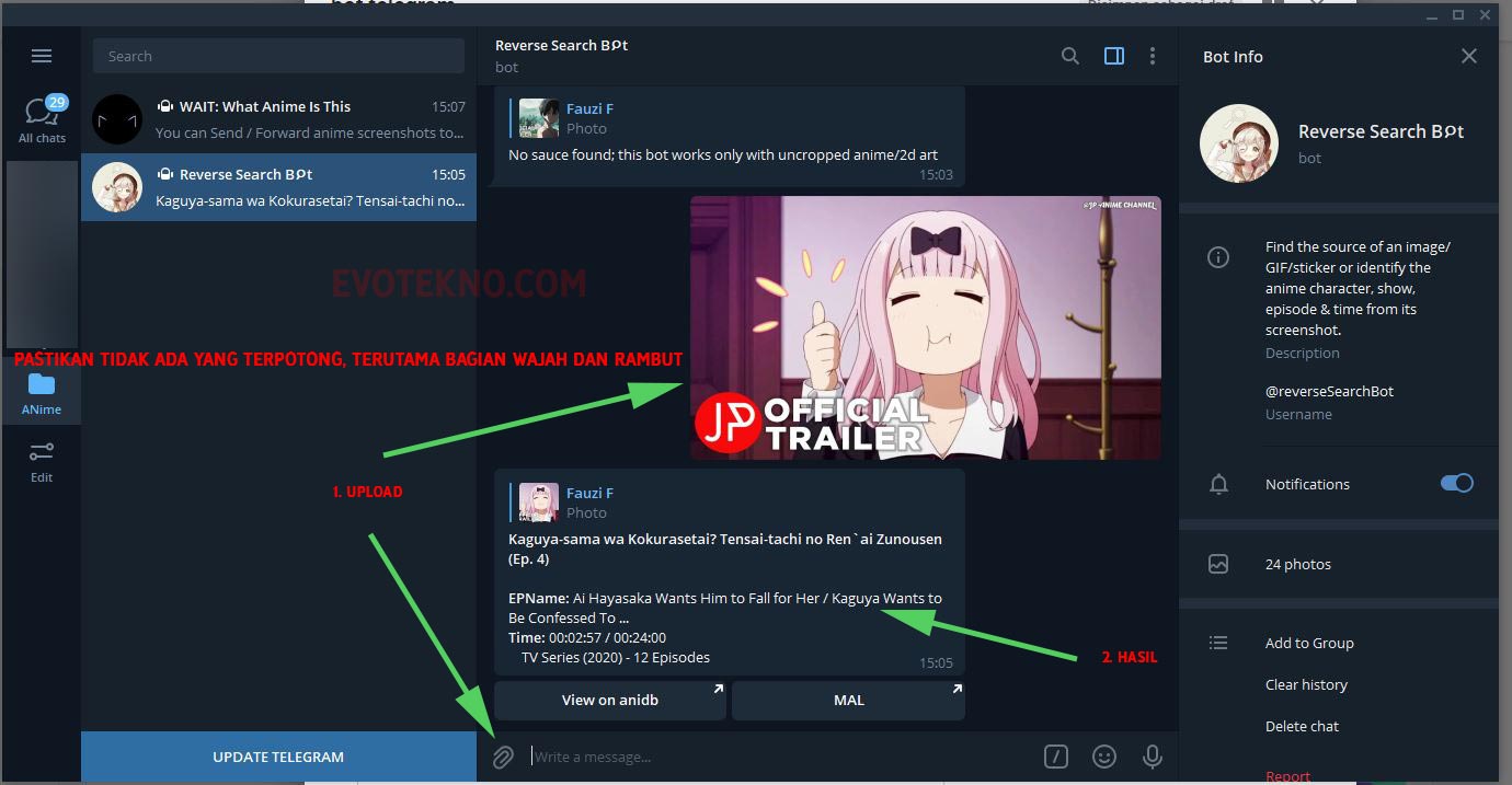 Telegram - Foto Judul Anime - Reverse Search Bot