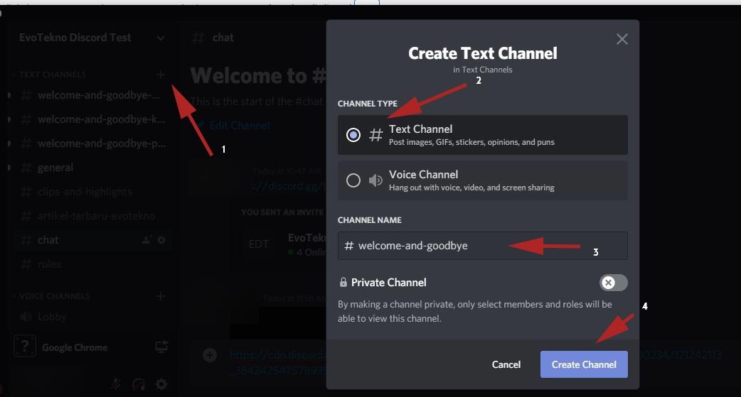 Text Channel - Create Channel Discord - Welcome Bot