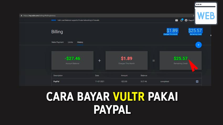 Cara Bayar Vultr Pakai PayPal
