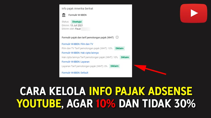 Cara Kelola Info Pajak AdSense YouTube