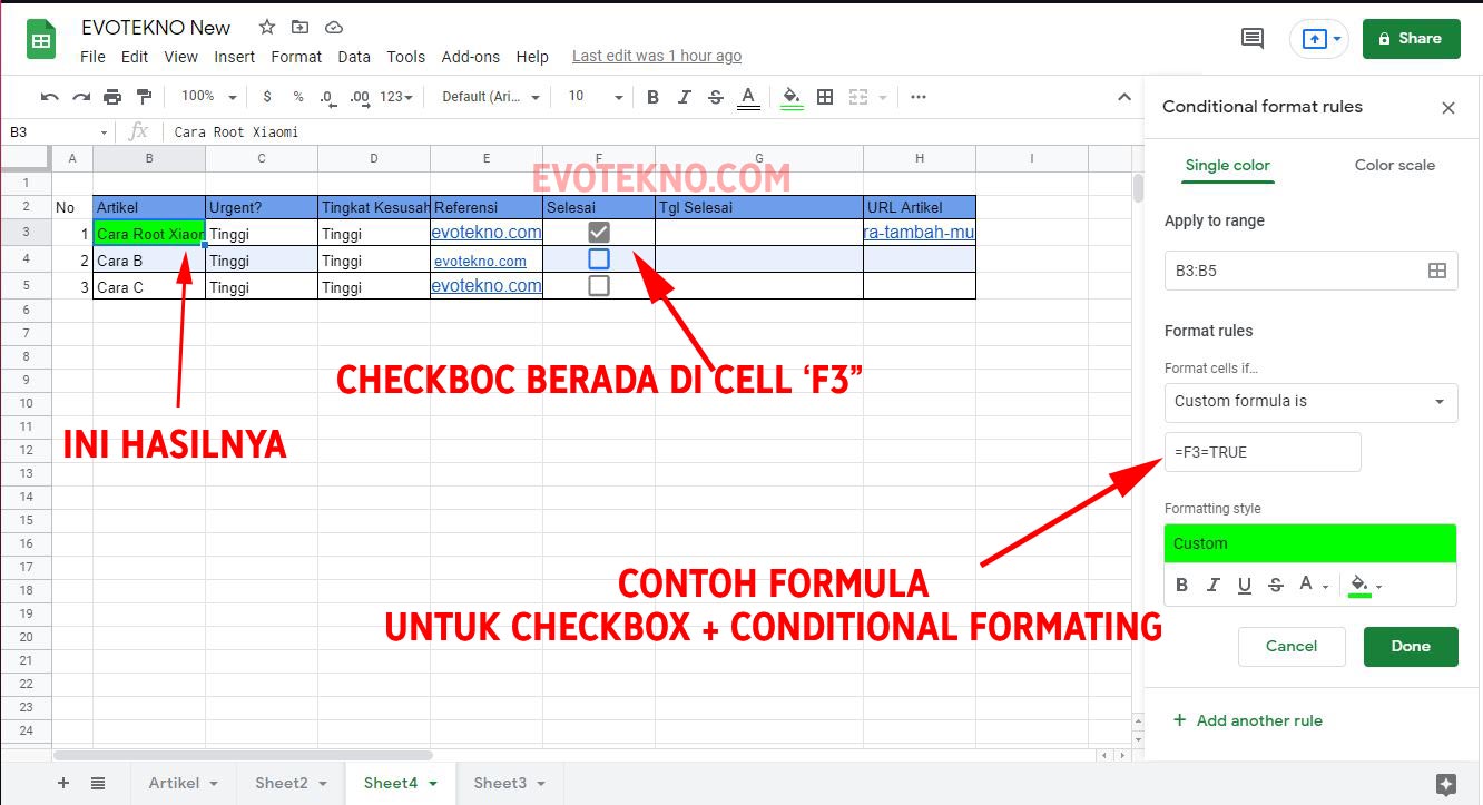 Conditional format rule - costum formula is - google spreadsheet 2