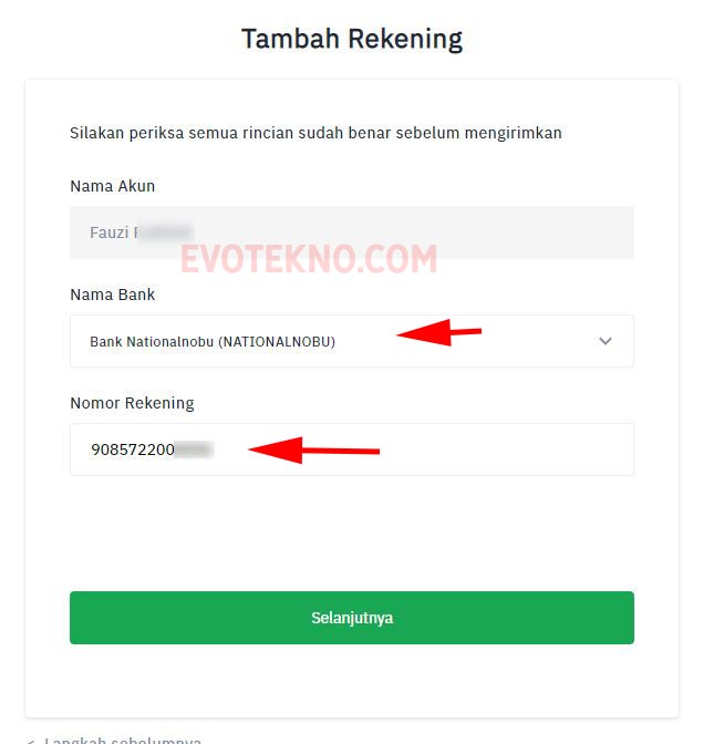 Nama Bank National Nobu Untuk OVO - Tokocrypto