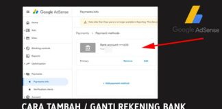 Cara Tambah atau Ganti Rekening Bank di Google AdSense