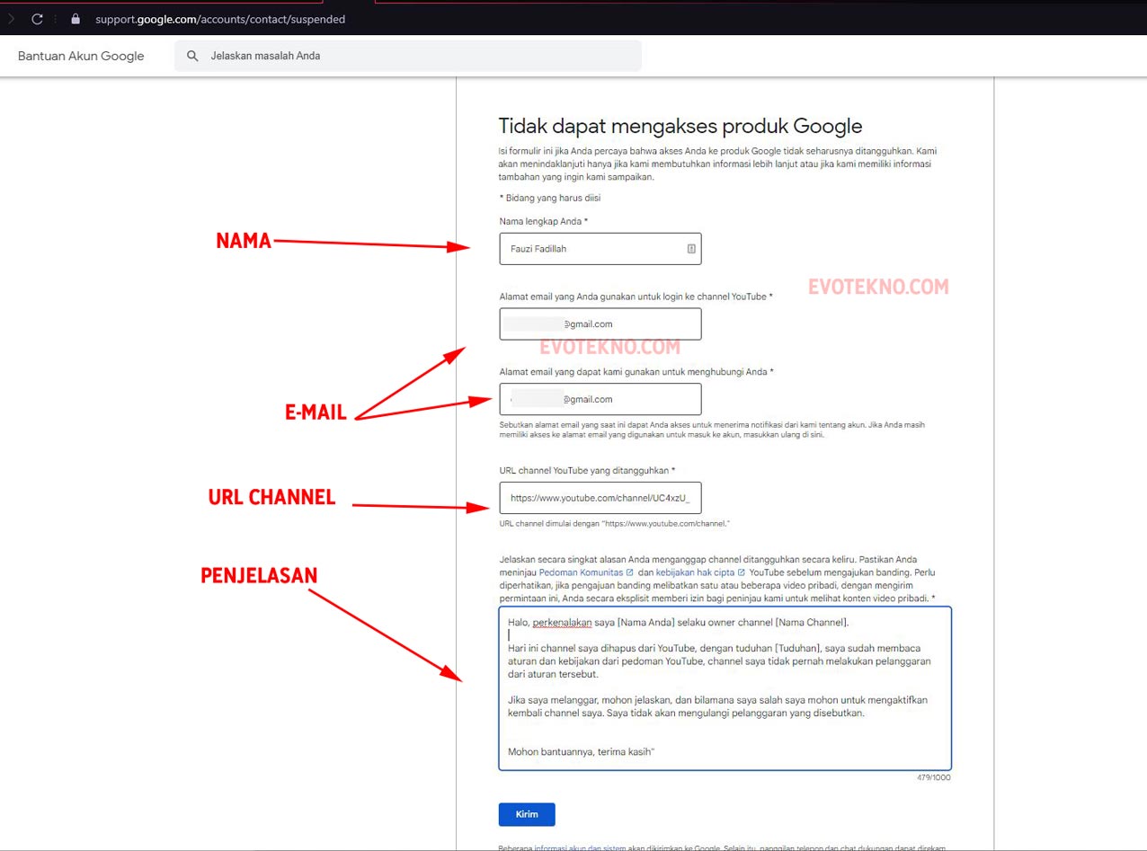Formulir Banding YouTube