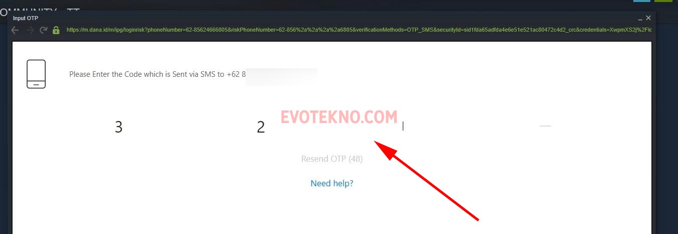 Masukan Kode OTP - Beli Game Steam Pakai DANA