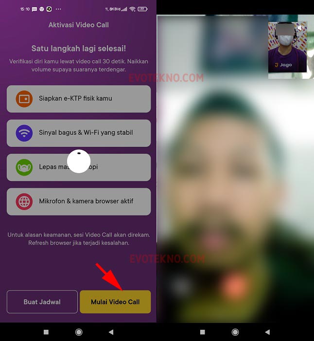 Video Call dengan petugas bank jago