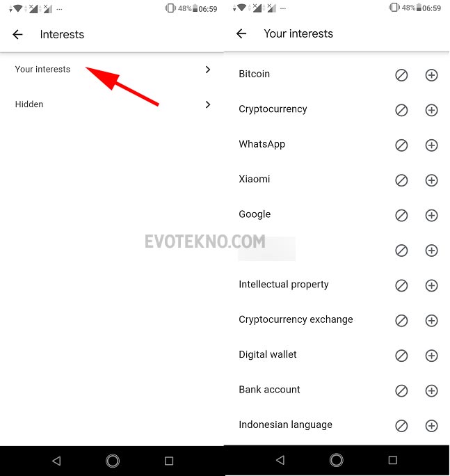 Your Inteterst - Google Discover