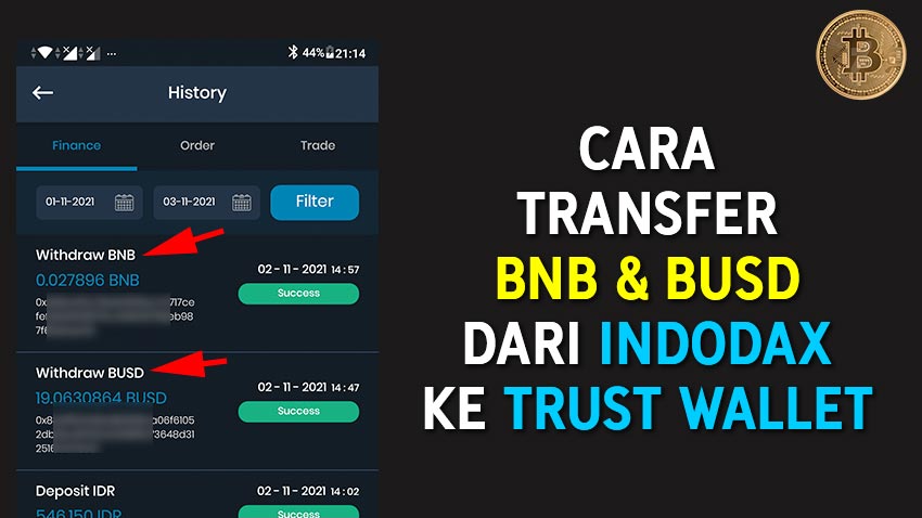 Cara Transfer BNB & BUSD dari Indodax ke Trust Wallet