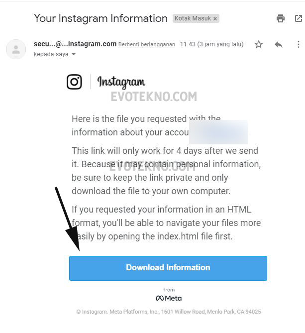 Download Information e-Mail Instagram