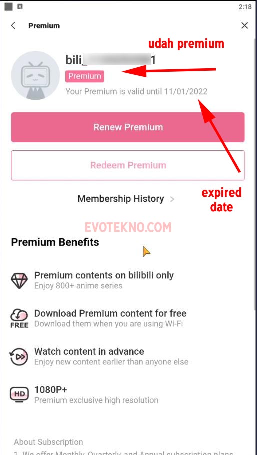 Premium Akun Bilibili bstation
