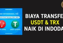 Biaya Transfer TRX dan USDT naik di Indodax