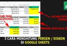 Cara Menghitung Persen atau Diskon di Google Sheets