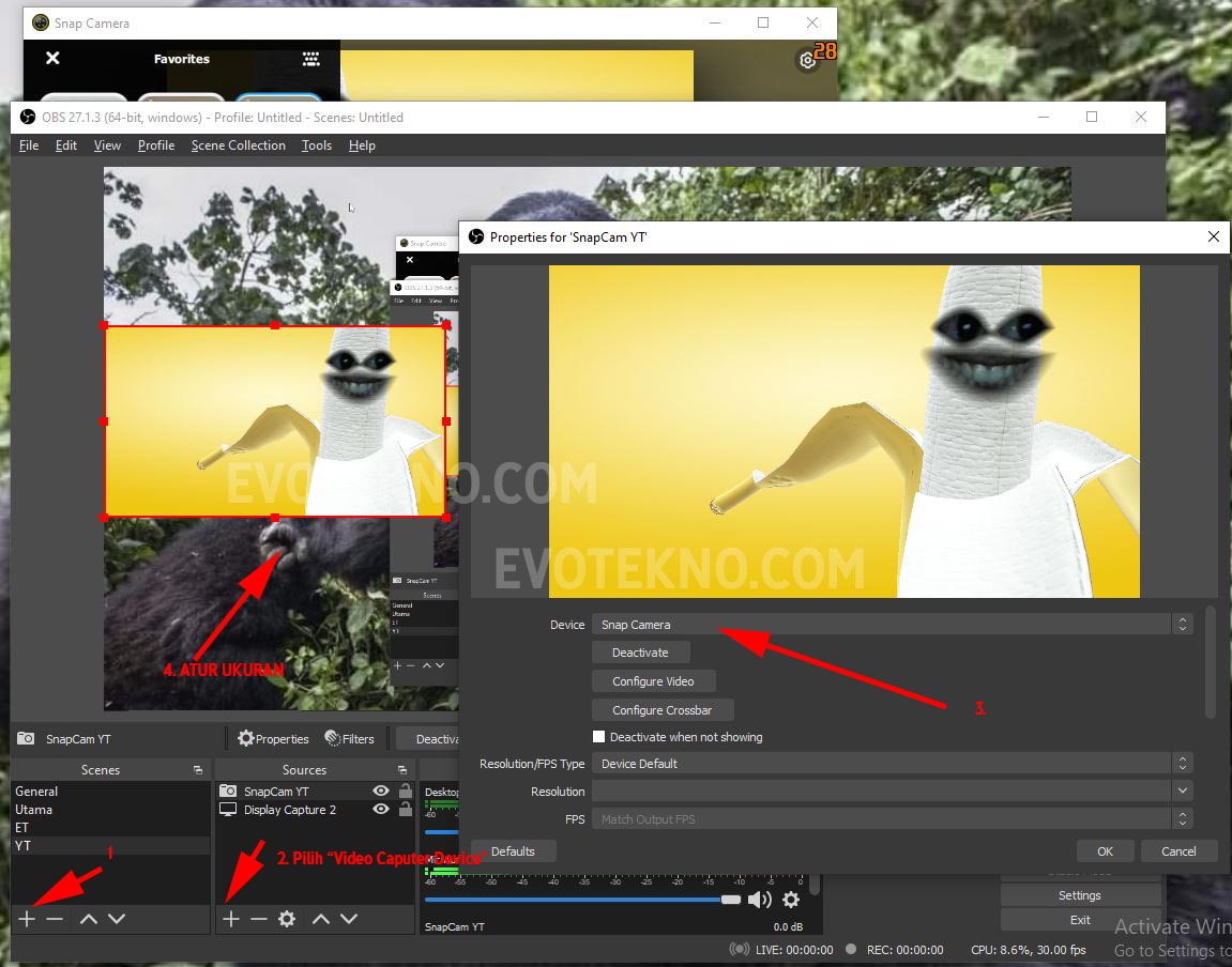 cara mengaktifkan kamera di snap camera