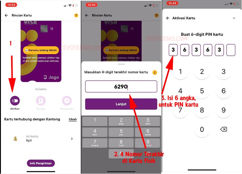 Aktivasi dan Buat PIN kartu debit Bank jago