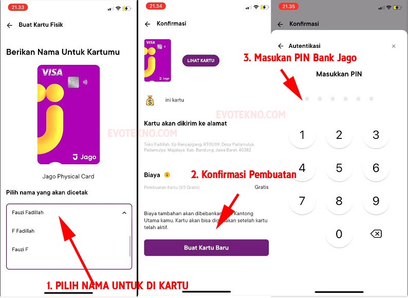 Cetak Nama dan Buat Kartu Debit Bank Jago