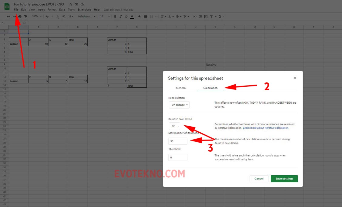 Iterative Calculation - Google Sheets