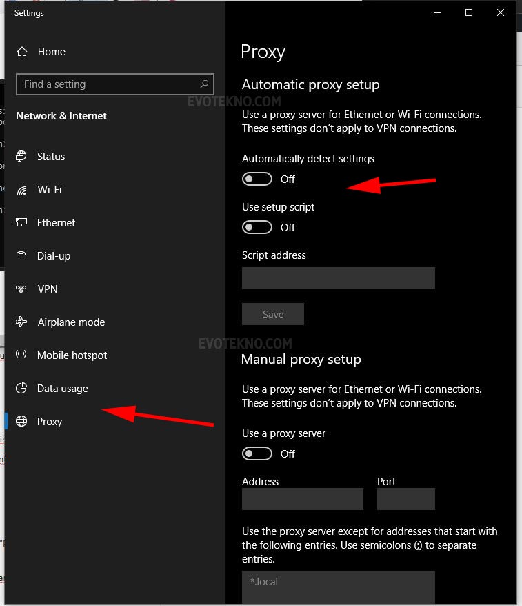 Menonaktifkan Proxy Windows 10