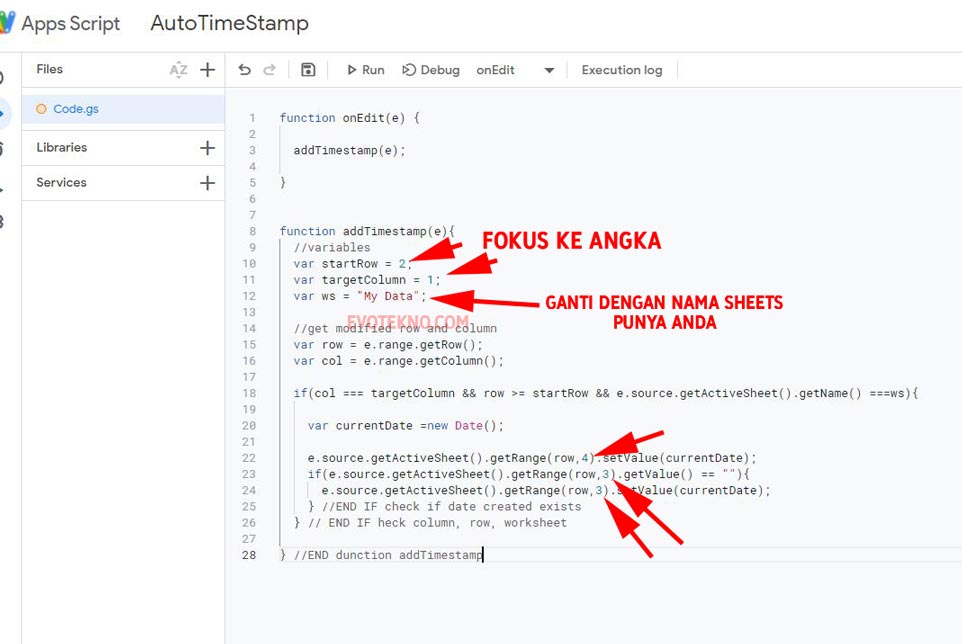 App Script - Timestamp - Google Sheets