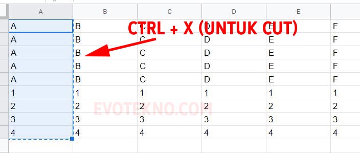 Cut Kolom & Baris Google Sheets