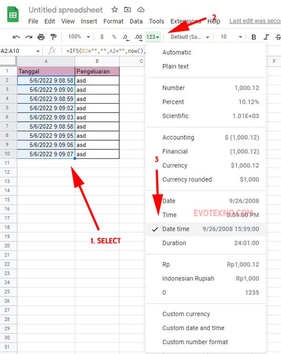 Format Google SHeets Date & tIME