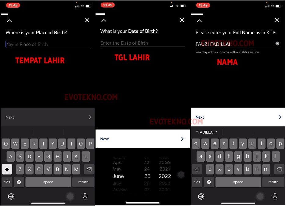4 Tempat dan Tanggal lahir, Nama Daftar PermataMobile X