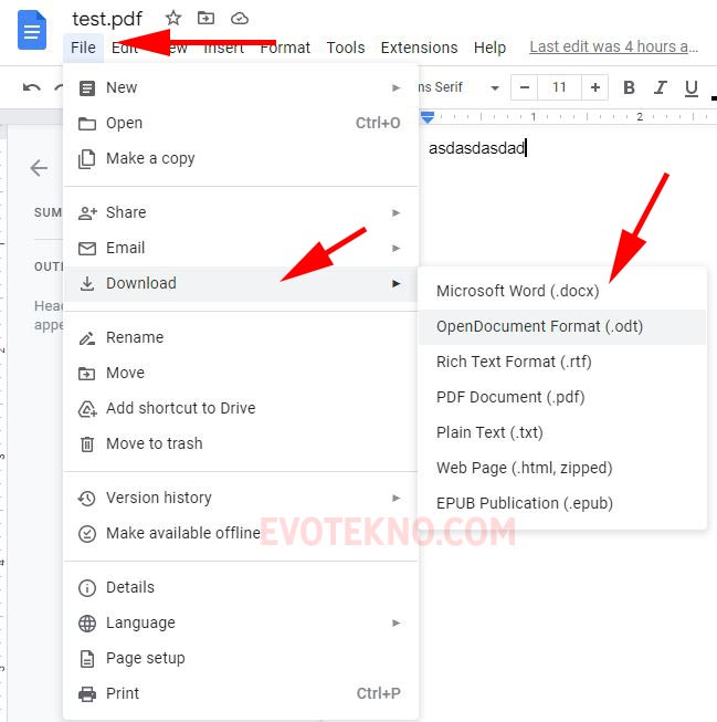 Export Format .PDF, Docx dll di Google Docs