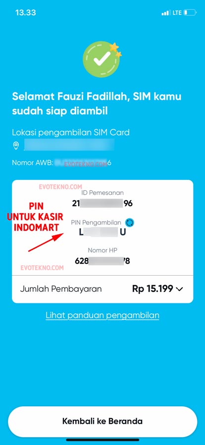 PIN pengambilan untuk ambil kartu SIM By.u