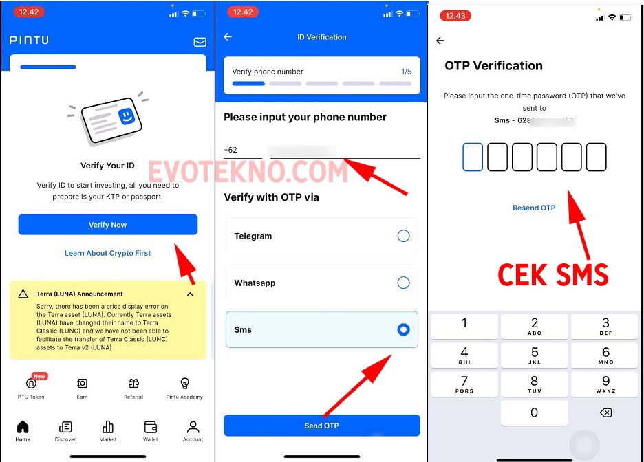 Verifikasi KYC Pintu - Nomor Telepon