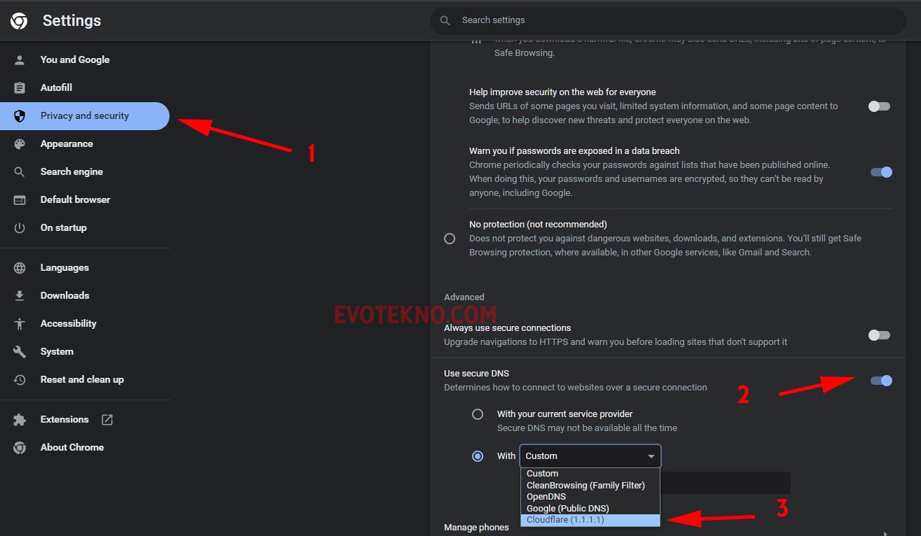 DNS Over HTTPS - Cloudflare - Chrome
