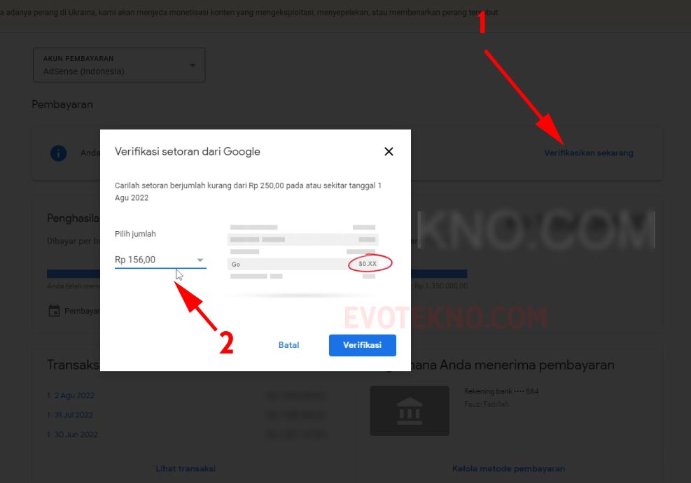 Verifikasi Metode Pembayaran Google AdSense - Blu by BCA Digital