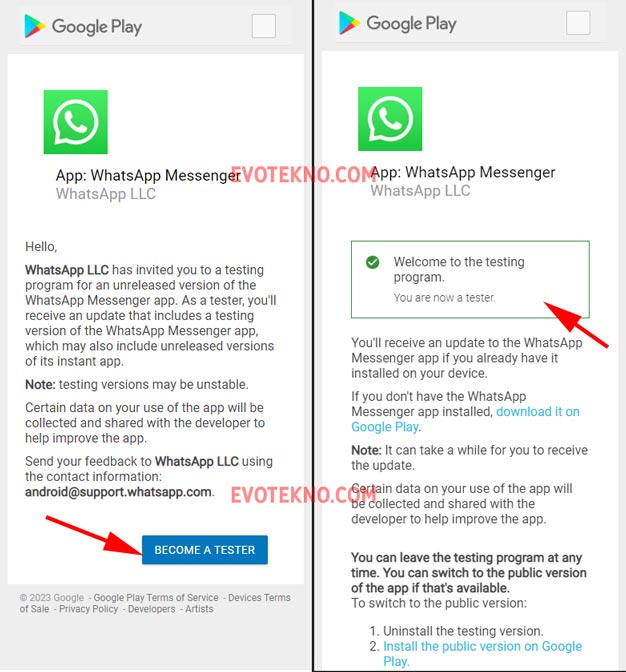 Became a Tester WhatsApp